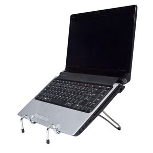 Suporte para notebook ergonômico em aço cromado.