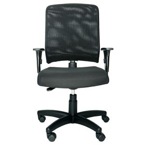 Cadeira ergonômica PROLABORE. Linha BALANCE. Base preta. Ajuste lombar. Braços ajustáveis. Encosto tela. Tecido.