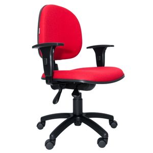 Cadeira ergonômica Prolabore. Linha BOL. Tecido Vermelho. Ajuste lombar. Braços ajustáveis. Gás. Base preta. Rodízios.