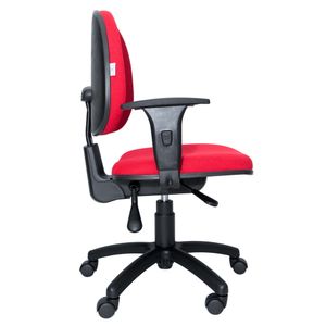 Cadeira ergonômica Prolabore. Linha BOL. Tecido Vermelho. Ajuste lombar. Braços ajustáveis. Gás. Base preta. Rodízios.