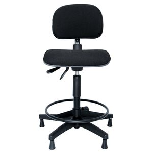 Cadeira ergonômica caixa PROLABORE. Linha LEVEN. Ajuste lombar. Giratória. Apoio para pés. Sapatas. Tecido.