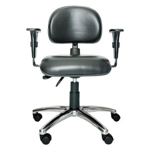 Cadeira giratória ergonômica BITS. Ajuste lombar. Braços ajustáveis. Gás. Estrutura preta. Base alumínio. Revestimento sintético.