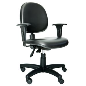 Cadeira ergonômica Prolabore. Linha BOL. Sintético. Ajuste lombar. Braços ajustáveis. Gás. Base preta. Ergonômica.