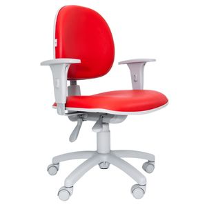 Cadeira ergonômica giratória BOL. Sintético. Ajuste lombar. Braços ajustáveis. Gás. Base cinza. Rodízios.