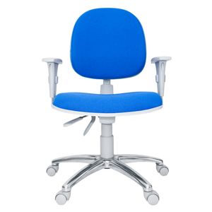 Cadeira giratória ergonômica BOL. Ajuste lombar. Braços ajustáveis. Gás. Estrutura cinza. Base alumínio. Tecido poliéster.