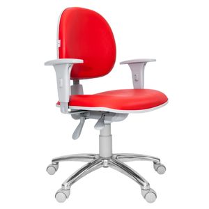 Cadeira giratória ergonômica BOL. Ajuste lombar. Braços ajustáveis. Gás. Estrutura cinza. Base alumínio. Revestimento sintético.