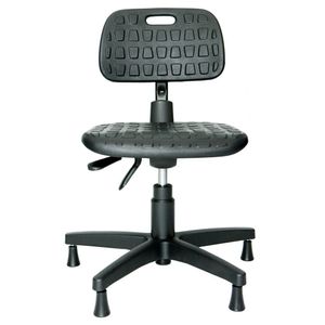 Cadeira para costureira ergonômica PROLABORE. Linha FÓTON. Giratória. Com Ajuste lombar. Sapatas. Poliuretano (PU).