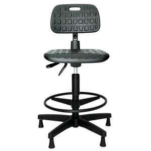 Cadeira caixa ergonômica PROLABORE. Linha FÓTON. NR 17. Ajuste lombar. Giratória. Alta com aro ajustável. Sapatas. Poliuretano.