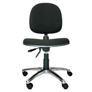 Cadeira giratória ergonômica BOL. Sem braços. Ajuste lombar. Gás. Estrutura preta. Base alumínio. Tecido poliéster.