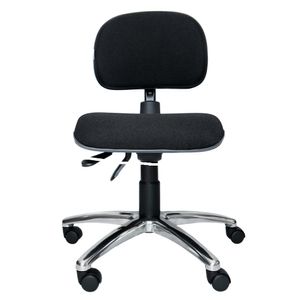 Cadeira giratória ergonômica BITS. Sem braços. Ajuste lombar. Gás. Estrutura preta. Base alumínio. Tecido poliéster.