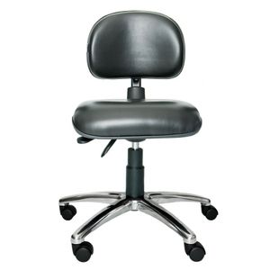 Cadeira giratória ergonômica BITS. Sem braços. Ajuste lombar. Estrutura preta. Base alumínio. Rodízios. Revestimento sintético.