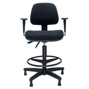 Cadeira caixa ergonômica POKER. Braços ajustáveis. Ajuste lombar. Giratória. Alta com aro regulável. Sapatas. Tecido.