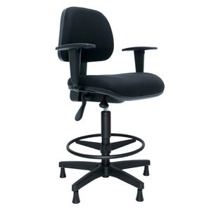 Cadeira caixa ergonômica POKER. Braços ajustáveis. Ajuste lombar. Giratória. Alta com aro regulável. Sapatas. Tecido.