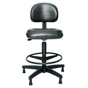 Cadeira caixa ergonômica PROLABORE. Linha LEVEN. Sintético. Giratória. Mecanismo V/H. Alta com Aro Ajustável. Sapatas.