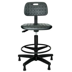 Cadeira caixa ergonômica PROLABORE. Linha FÓTON. Assento e Encosto Poliuretano (PU). Giratória. Mecanismo V/H. Aro apóia pés ajustável. Sapatas.