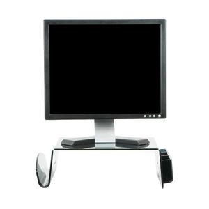 Suporte para Monitor PROLABORE. Acrílico. Fumê. Com nichos. 12 cm Altura.