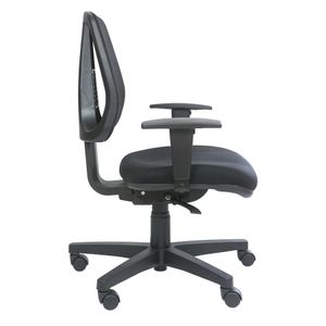 Cadeira ergonômica e-POSTURA. Ajuste lombar. Braços ajustáveis. Encosto tela. Estrutura e base preta. Tecido