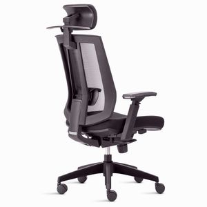 Cadeira Ergonômica PROLABORE. Linha EURO. Alta. Encosto Tela. Apoio cabeça. Braços. Rodízios. Tecido.
