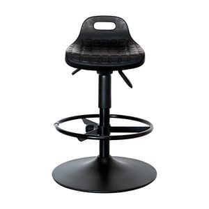 Banco ergonômico semisentado Prolabore. Linha LABORE. Base disco. Apoio para pés. Poliuretano.