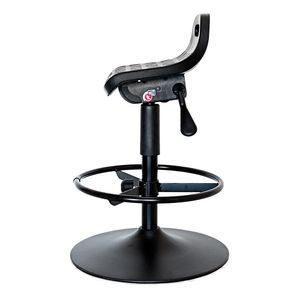 Banco ergonômico semisentado Prolabore. Linha LABORE. Base disco. Apoio para pés. Poliuretano.