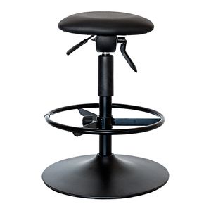 Banco ergonômico semisentado Prolabore. Linha ERGOWORK. Apoio para pés. Base disco. Assento estofado. Preto.