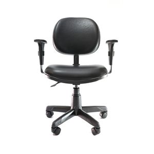 Cadeira ergonômica giratória PROLABORE. Linha COOL. Ajuste lombar. Braços ajustáveis. Base preta. Rodízios. Couro sintético