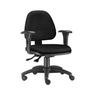 Cadeira ergonômica Prolabore. Linha PROFIT. Média. Ajuste lombar. Braços ajustáveis. Base preta. Rodízios. Tecido