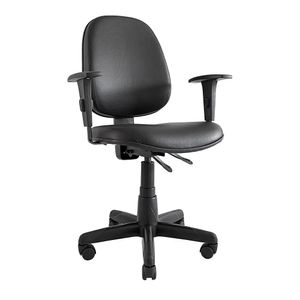 Cadeira ergonômica PROLABORE. Linha COMFORT. Base Preta. Ajuste lombar. Braços ajustáveis. Encosto Médio. Revestimento sintético.