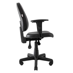 Cadeira ergonômica PROLABORE. Linha COMFORT. Base Preta. Ajuste lombar. Braços ajustáveis. Encosto Médio. Revestimento sintético.