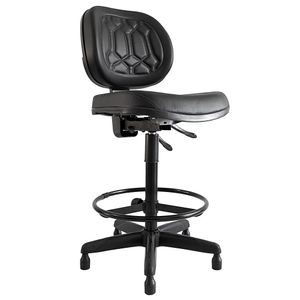 Cadeira caixa ergonômica PENTAGON. NR17. Ajuste lombar. Giratória. Alta com apoio regulável. Sapatas. Revestimento sintético.