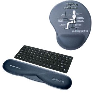 Kit Ergonômico Econômico Mouse pad DICAS DE POSTURA + Apoio Teclado Ondulado POSTURAMA.
