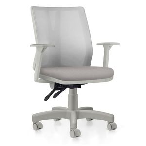 Cadeira ergonômica ADDIT. Encosto em TELA na cor CINZA. Ajuste lombar. Braços ajustáveis. Tecido Cinza
