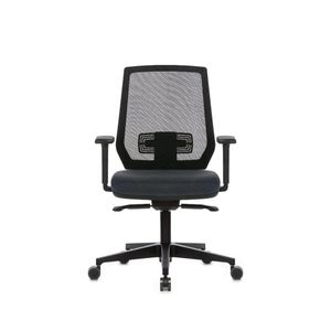 Cadeira ergonômica MÉTRIKE AIR. Ajuste lombar. Braços ajustáveis. Encosto tela. Estrutura e base preta. Tecido