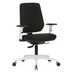 Cadeira ergonômica MÉTRIKE SOFT. Ajuste lombar. Braços ajustáveis. Encosto tela. Estrutura e base preta. Tecido