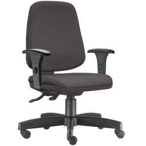 Cadeira ergonômica PROLABORE. Linha PERSONA. Encosto Alto. Ajuste lombar. Braços reguláveis. Corino Preto.