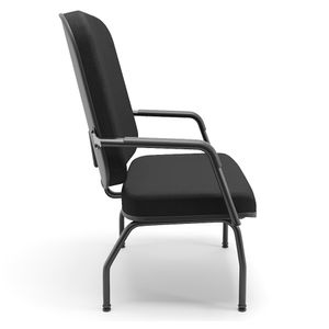 Cadeira para OBESO Fixa Plus Size 250kg. Apoio para braços. Estrutura AÇO 4 Pés. Tecido Preto.