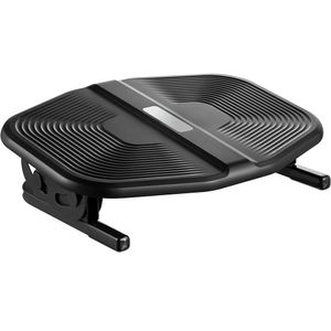 Apoio para pés ergonômico. Inclinação ajustável em 20°. Superfície antiderrapante. Preto.