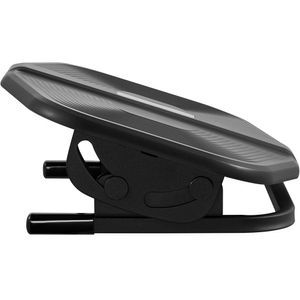 Apoio para pés ergonômico. Inclinação ajustável em 20°. Superfície antiderrapante. Preto.