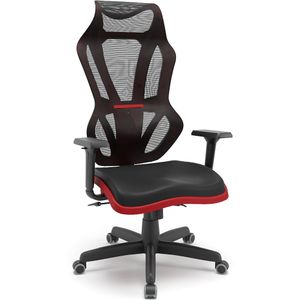 Cadeira Gamer PRO PLAYER VIZON. Giratória. Apoio de cabeça integrado. Assento ESTOFADO. Encosto TELA. Com BRAÇOS. Mecanismo RELAX. PT-VM