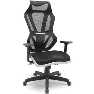 Cadeira Gamer PRO PLAYER VIZON. Giratória. Apoio de cabeça integrado. Assento ESTOFADO. Encosto TELA. Com BRAÇOS. Mecanismo RELAX. PT-BR