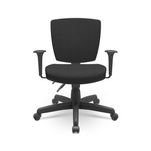 Cadeira Ergonômica Altrix Giratória. Encosto Baixo. Com Braços. Tecido Preto.